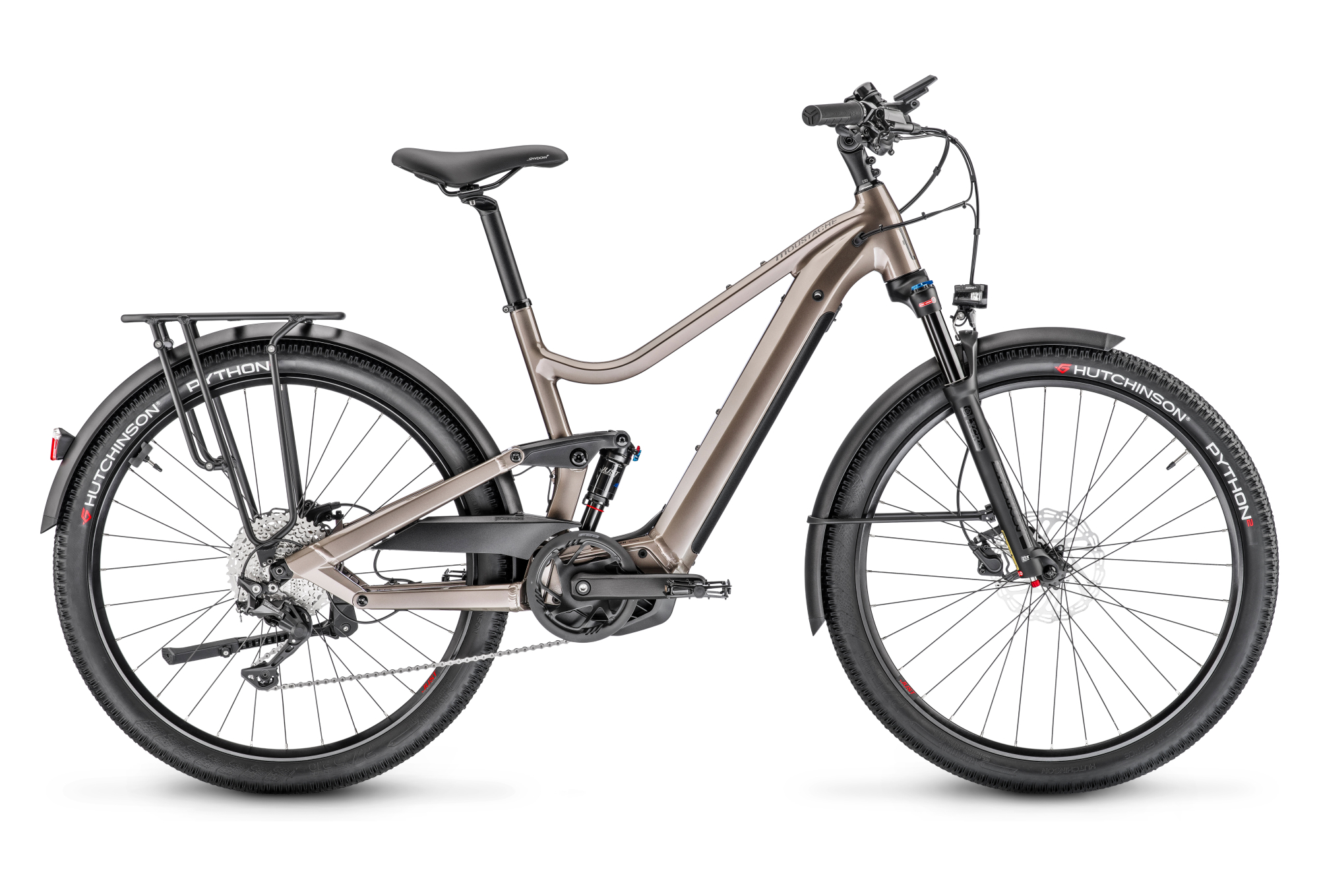 VTC ÉLECTRIQUE TOUT-SUSPENDU MOUSTACHE SAMEDI 27 XROAD FS 3 SMART SYSTEM SHIMANO DEORE 11V 500 WH 27.5'' BEIGE 2023