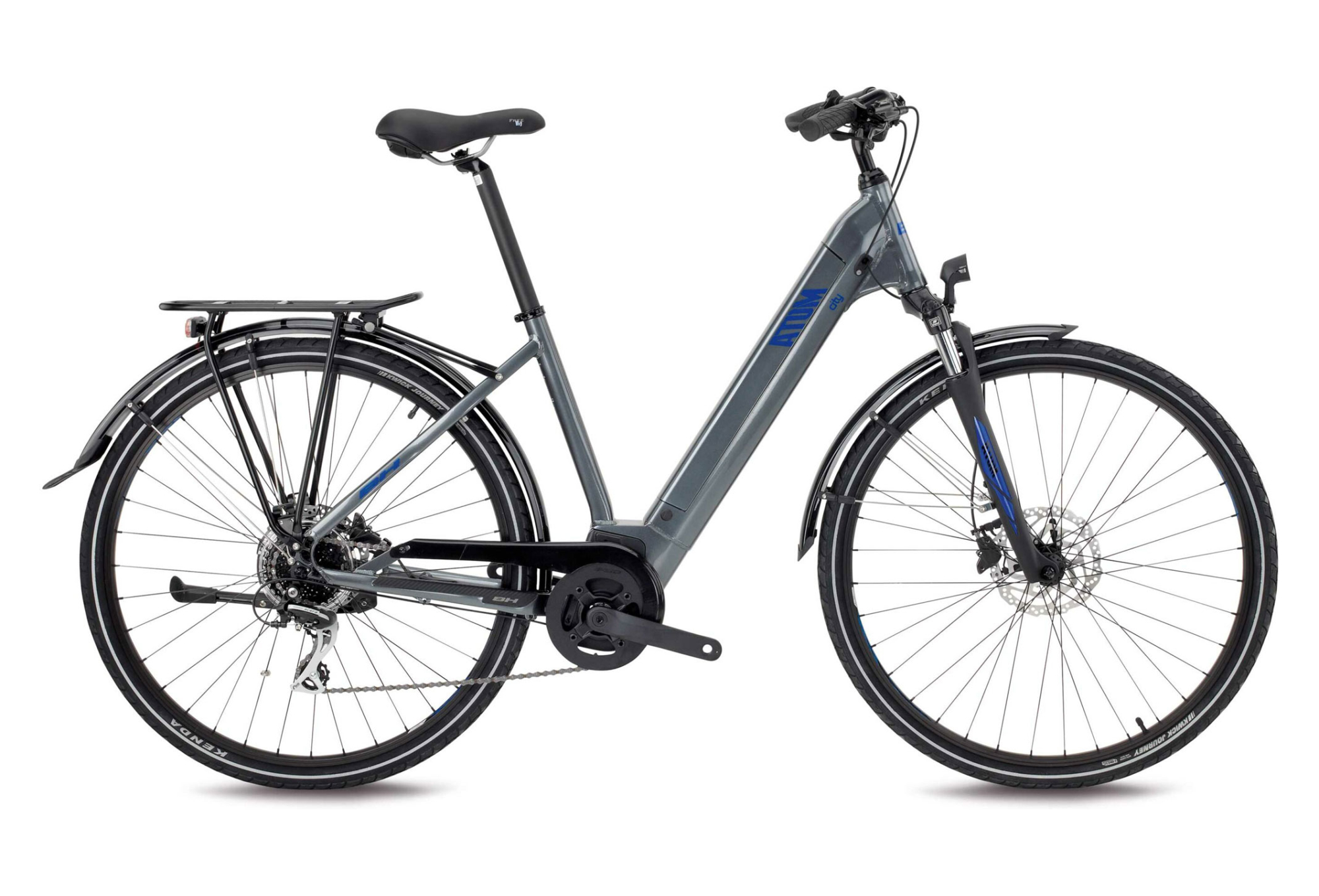 VTC ÉLECTRIQUE BH ATOM CITY WAVE SHIMANO ACERA 8V 500 WH 700 MM GRIS PLATA BLEU 2022